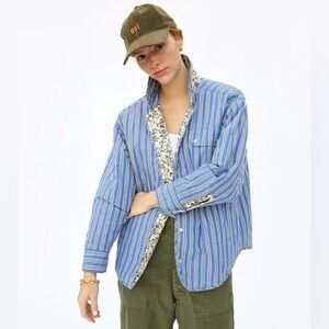 Clare V Jacque Reversible Jacket Ditsy Floral Maroc Stripe XS S Quilted BNWT!